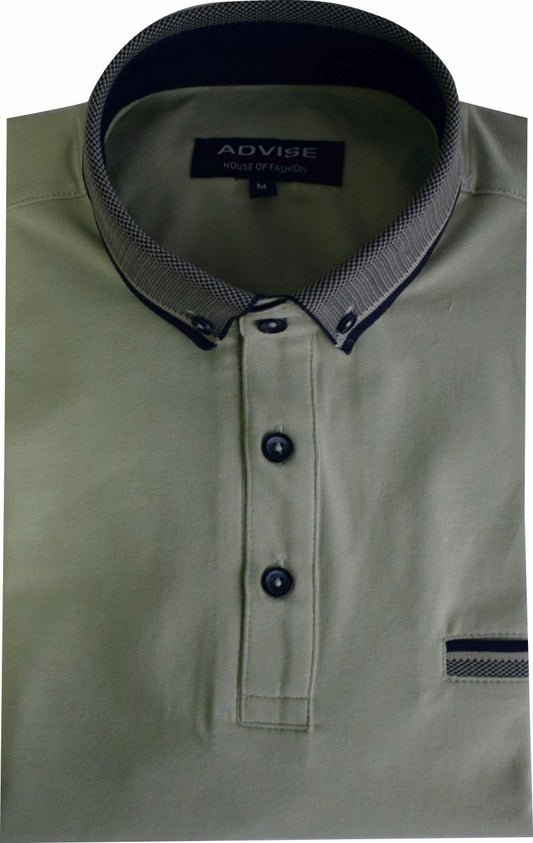 POLO322 Advise Green Knitted Collar Polo