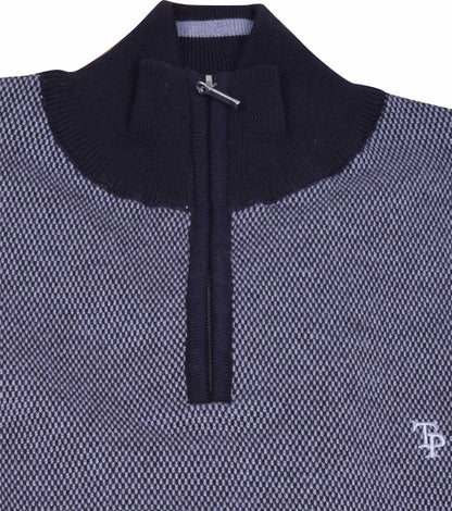 TP056K Black / Grey Textured 1/4 Zip knit