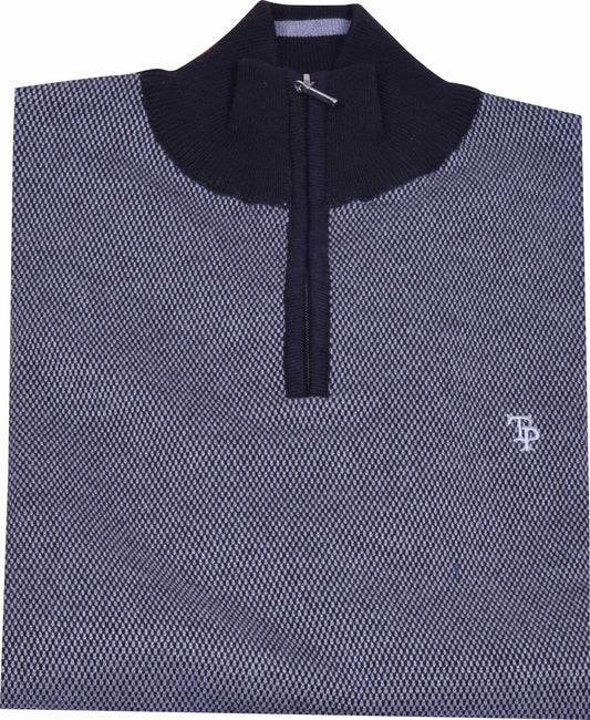 TP056K Black / Grey Textured 1/4 Zip knit