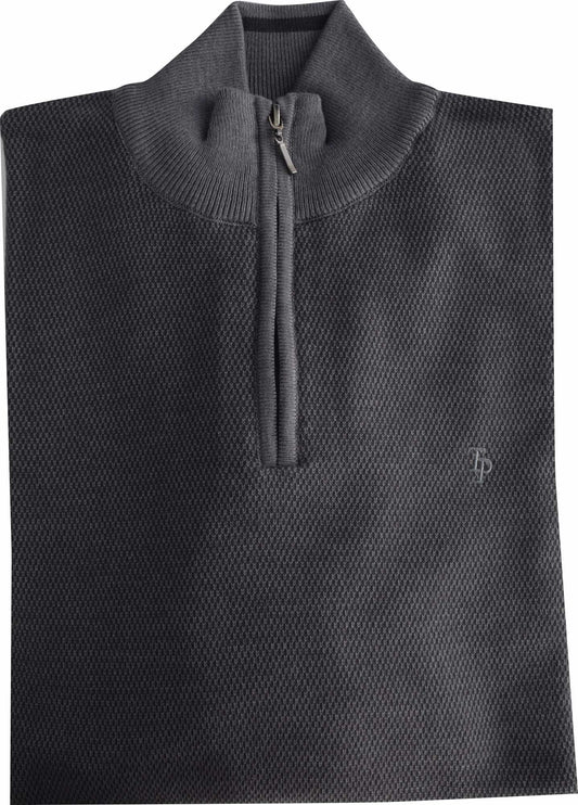 TP056K Grey Textured 1/4 Zip knit
