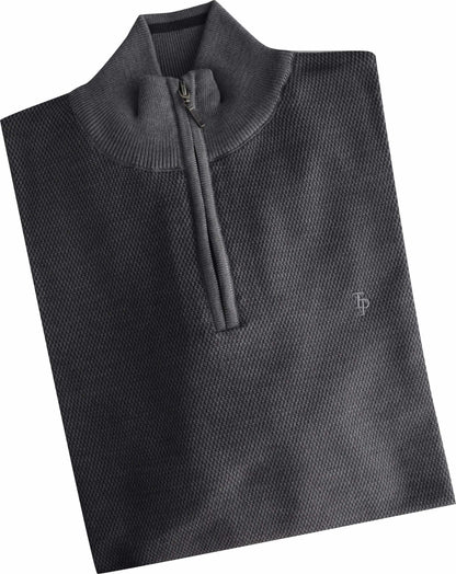 TP056K Grey Textured 1/4 Zip knit