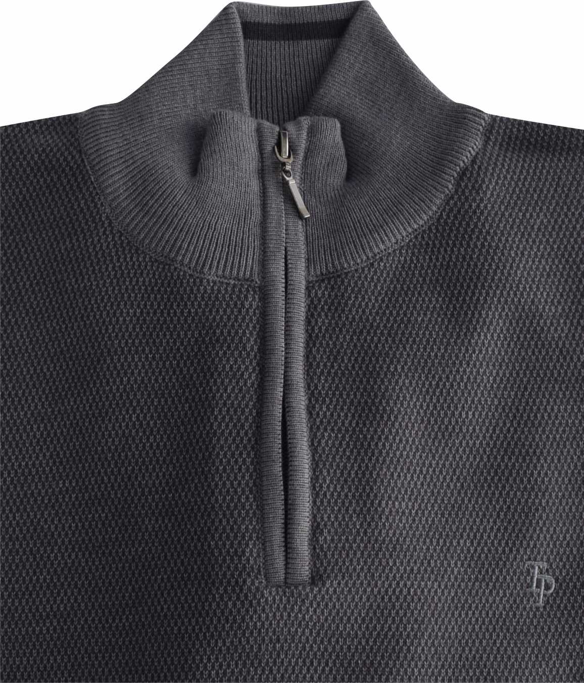 TP056K Grey Textured 1/4 Zip knit