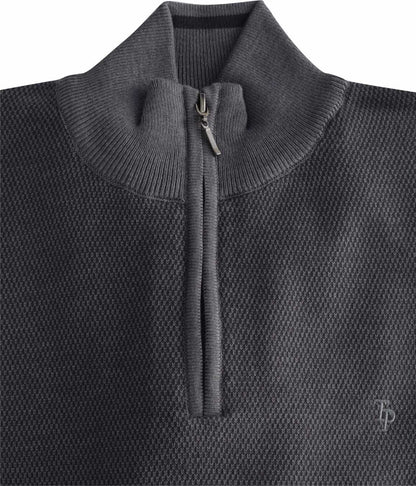 TP056K Grey Textured 1/4 Zip knit