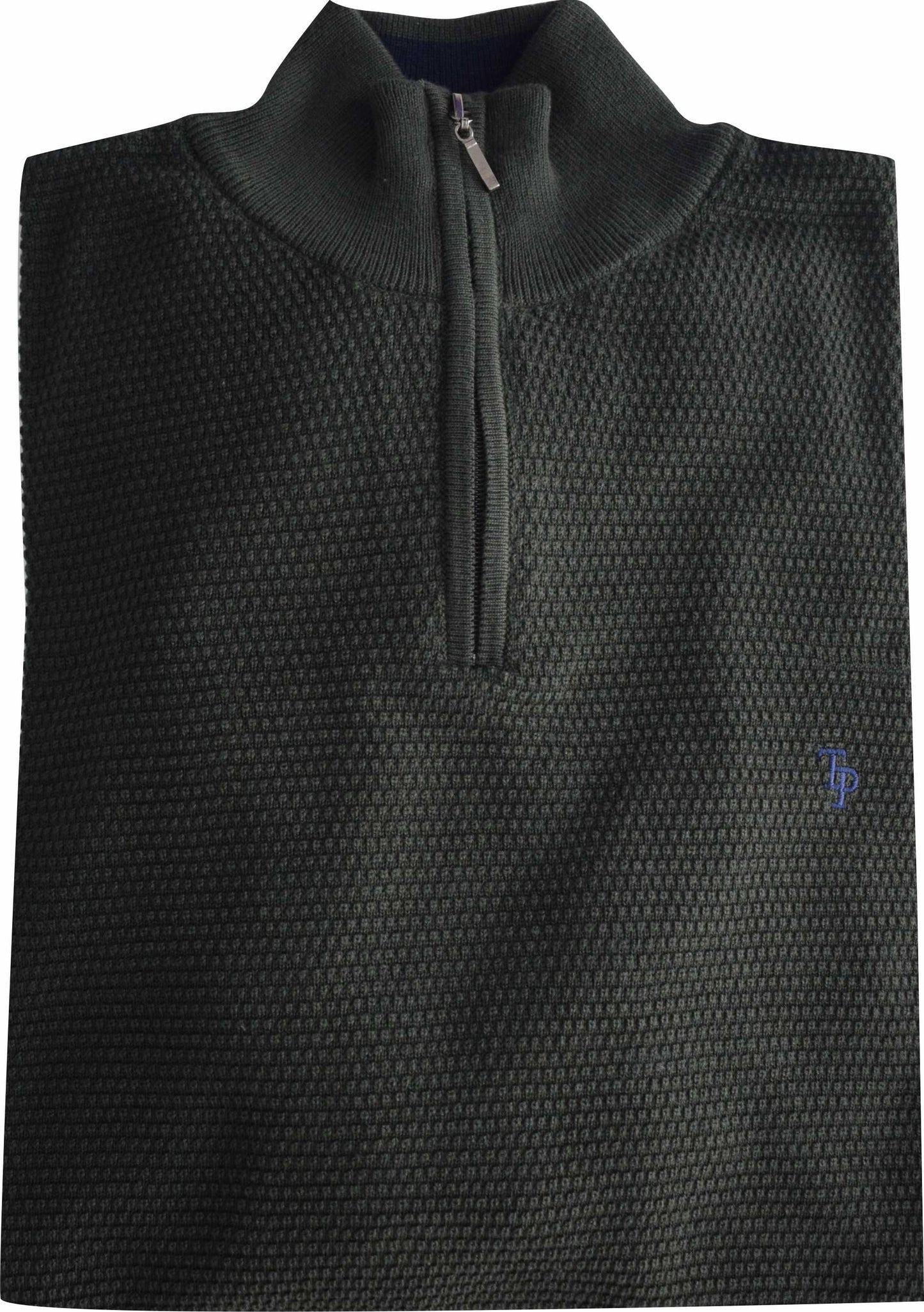TP065K DK Khaki 1/4 Zip waffle Knit