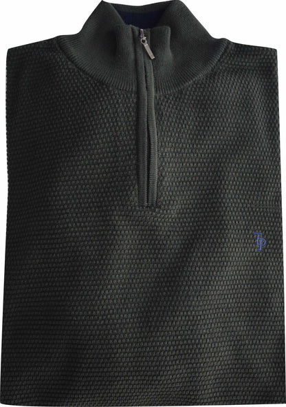 TP065K DK Khaki 1/4 Zip waffle Knit