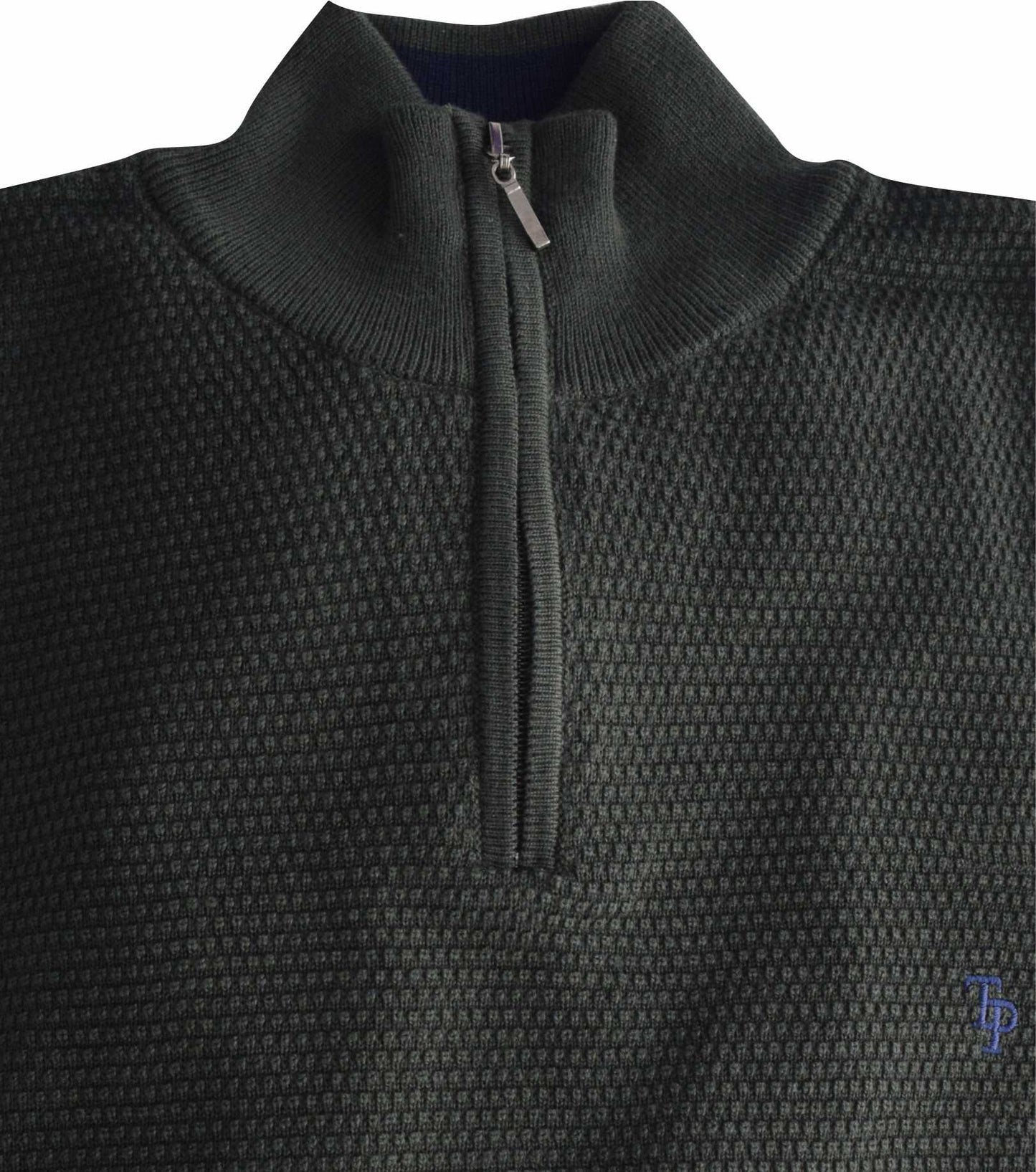 TP065K DK Khaki 1/4 Zip waffle Knit