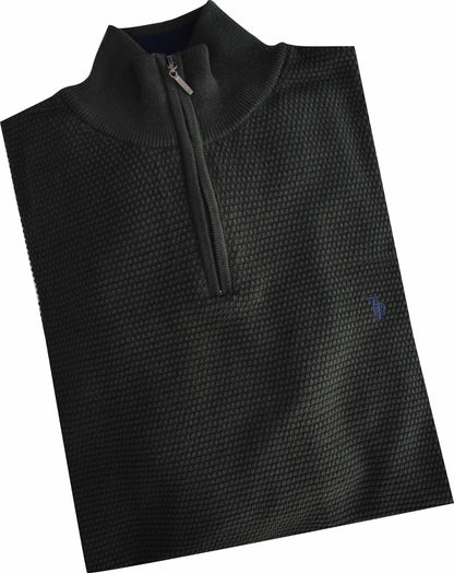 TP065K DK Khaki 1/4 Zip waffle Knit