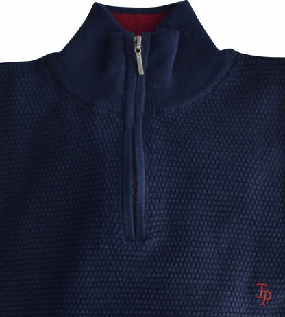 TP065K Navy 1/4 Zip waffle Knit