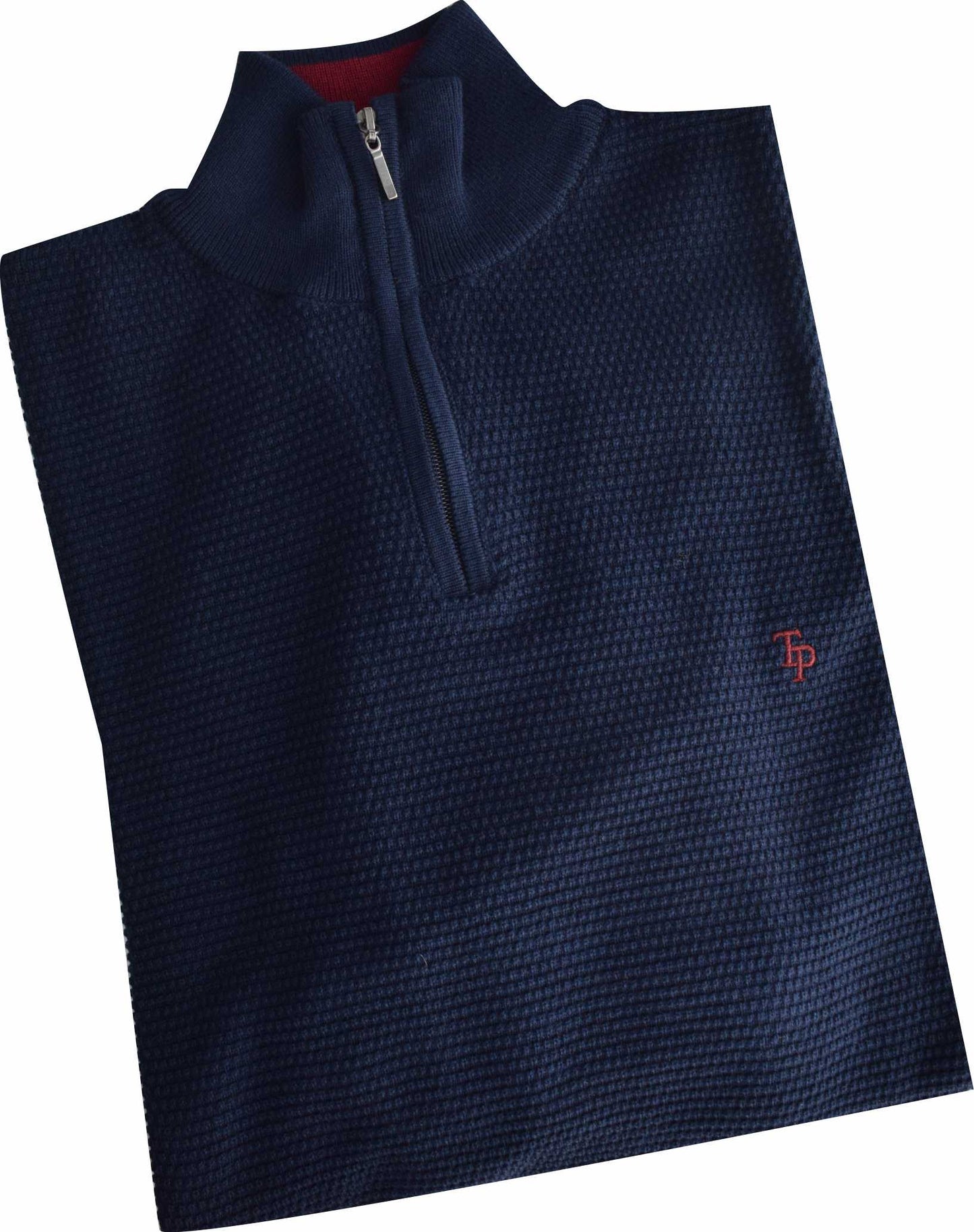TP065K Navy 1/4 Zip waffle Knit