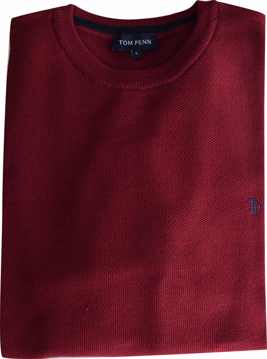 TP067K DK. Red Round Neck Knit