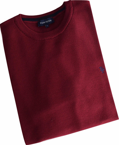 TP067K DK. Red Round Neck Knit
