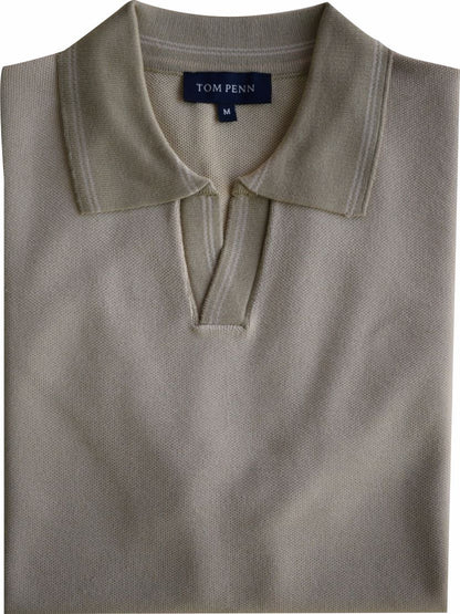 TP078K Tom Penn DK. Cream Cuban Collar Polo