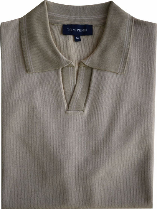 TP078K Tom Penn DK. Cream Cuban Collar Polo