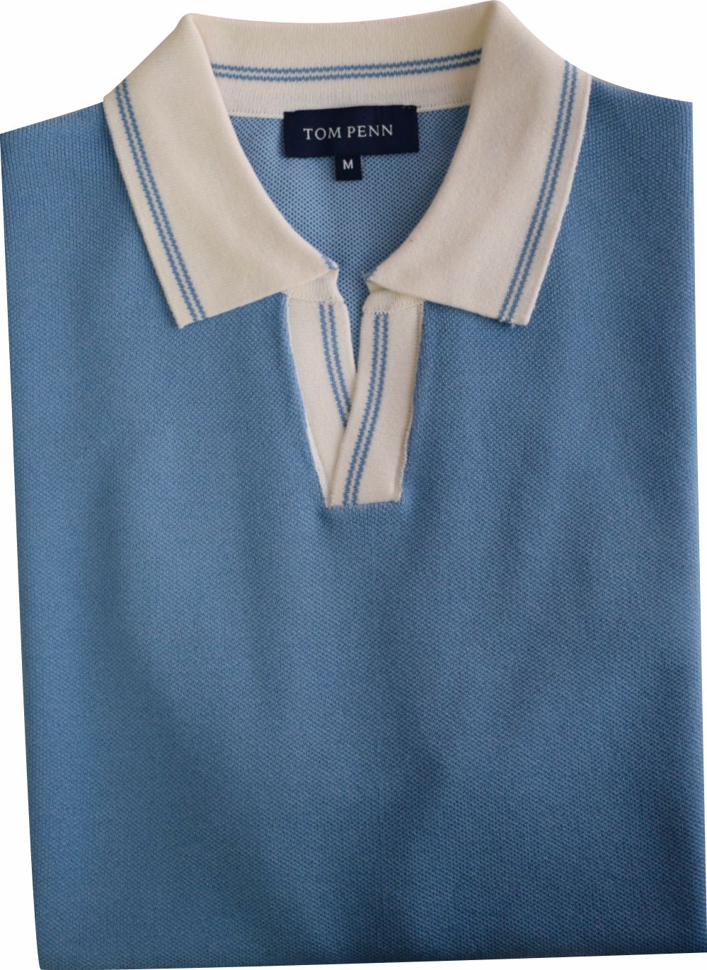TP078K Tom Penn blue Cuban Collar Polo