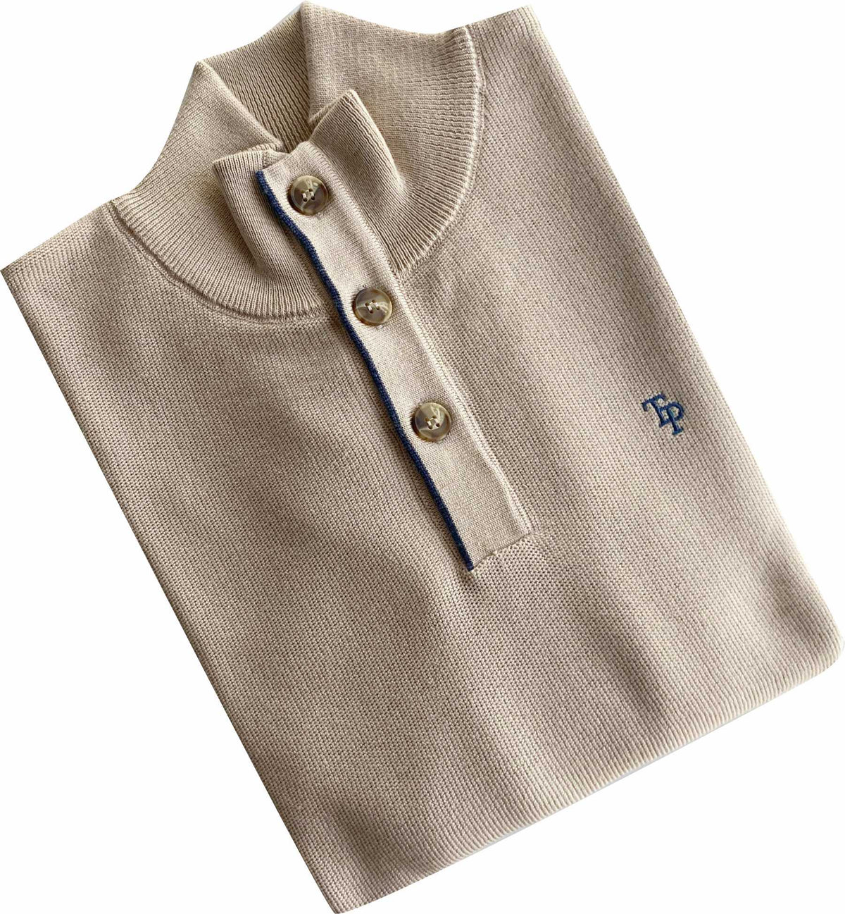 TP084K Beige 3 Button Knit