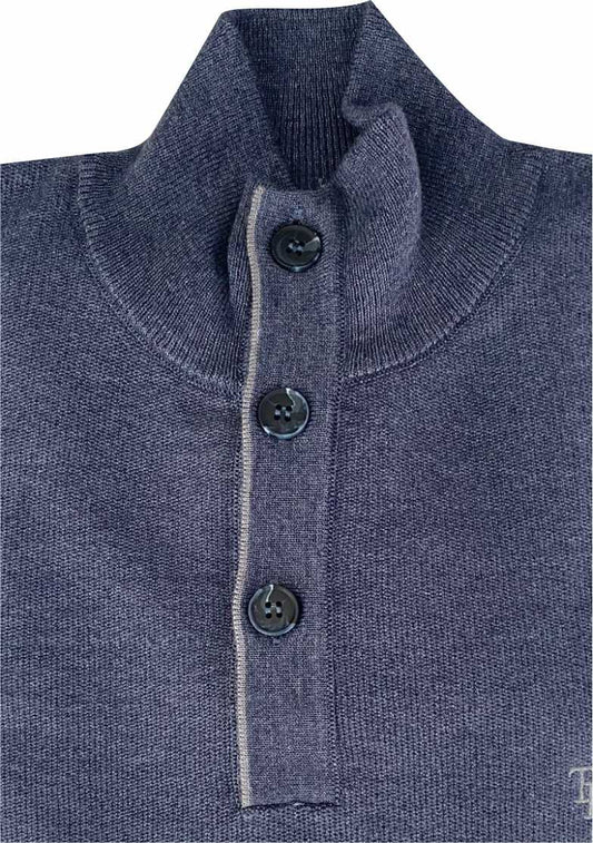 TP084K Indigo 3 Button Knit
