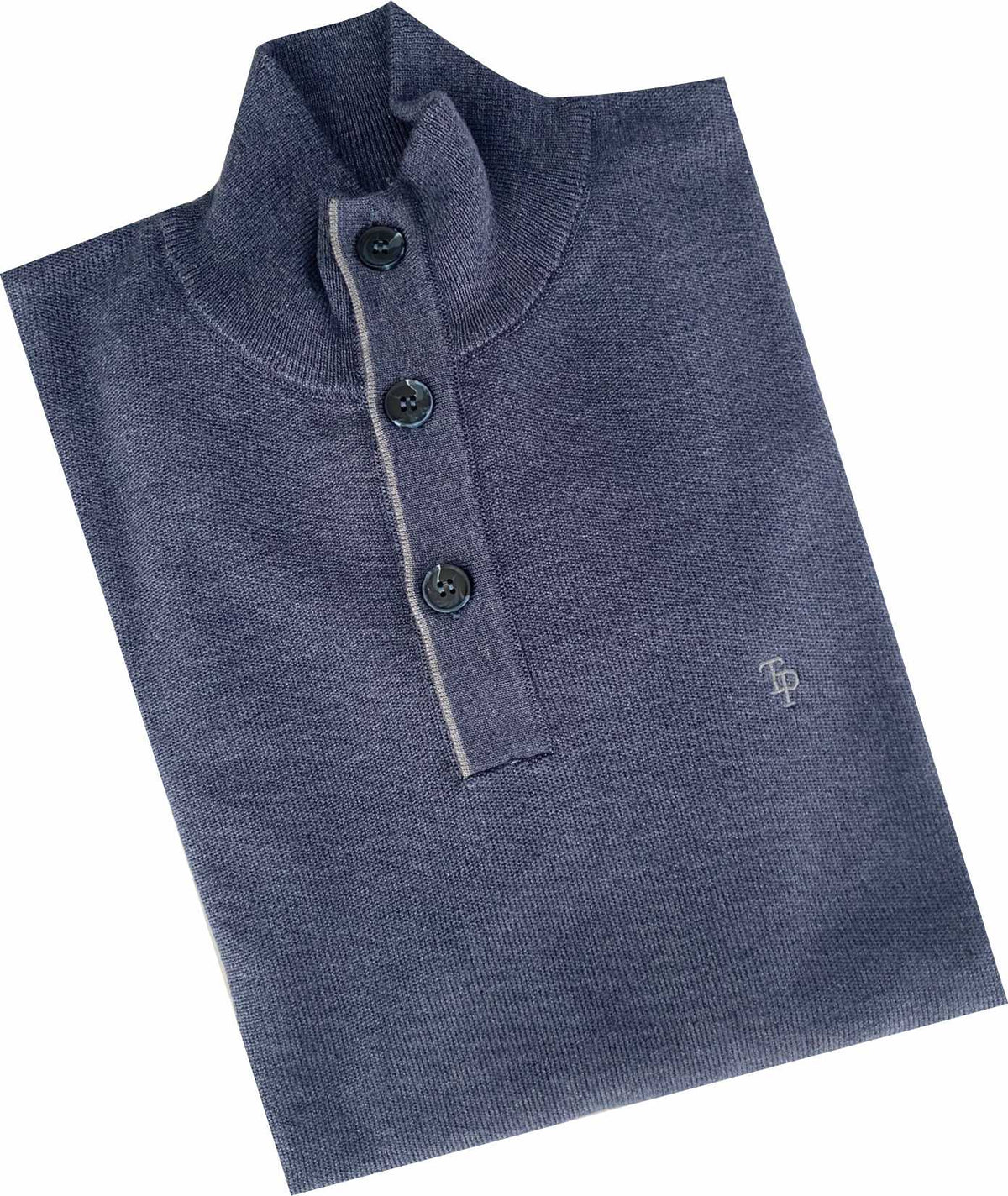 TP084K Indigo 3 Button Knit