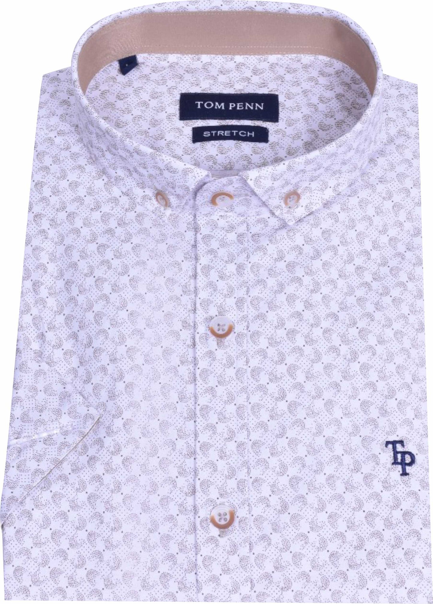 TP915 Tan Printed Short Sleeve Shirt