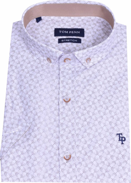 TP915 Tan Printed Short Sleeve Shirt