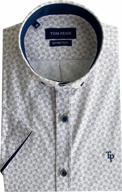 TP915 Tan Printed Short Sleeve Shirt