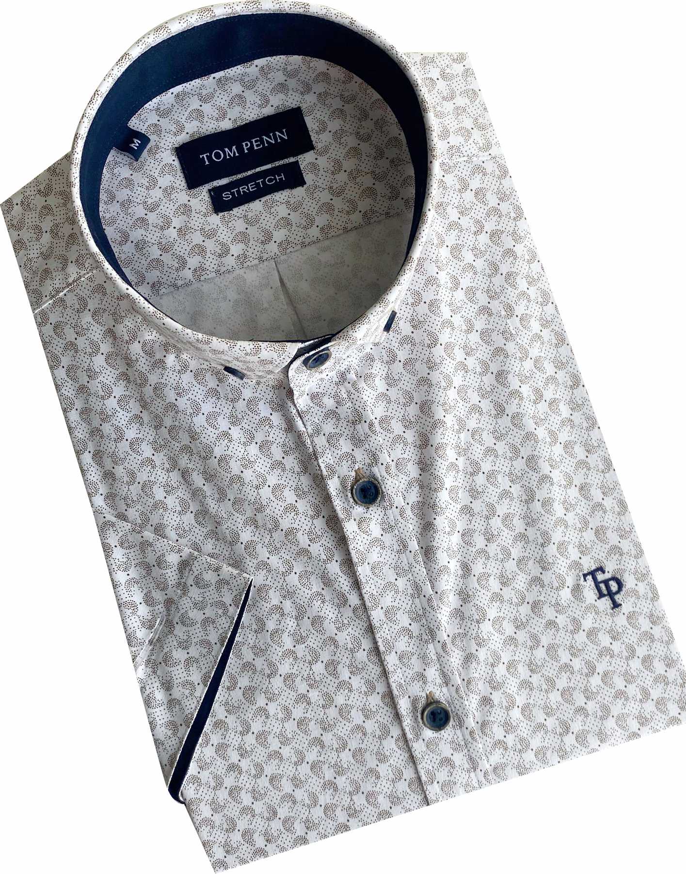 TP915 Tan Printed Short Sleeve Shirt