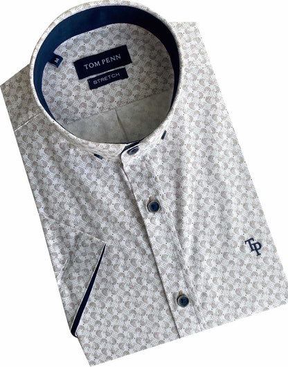 TP915 Tan Printed Short Sleeve Shirt