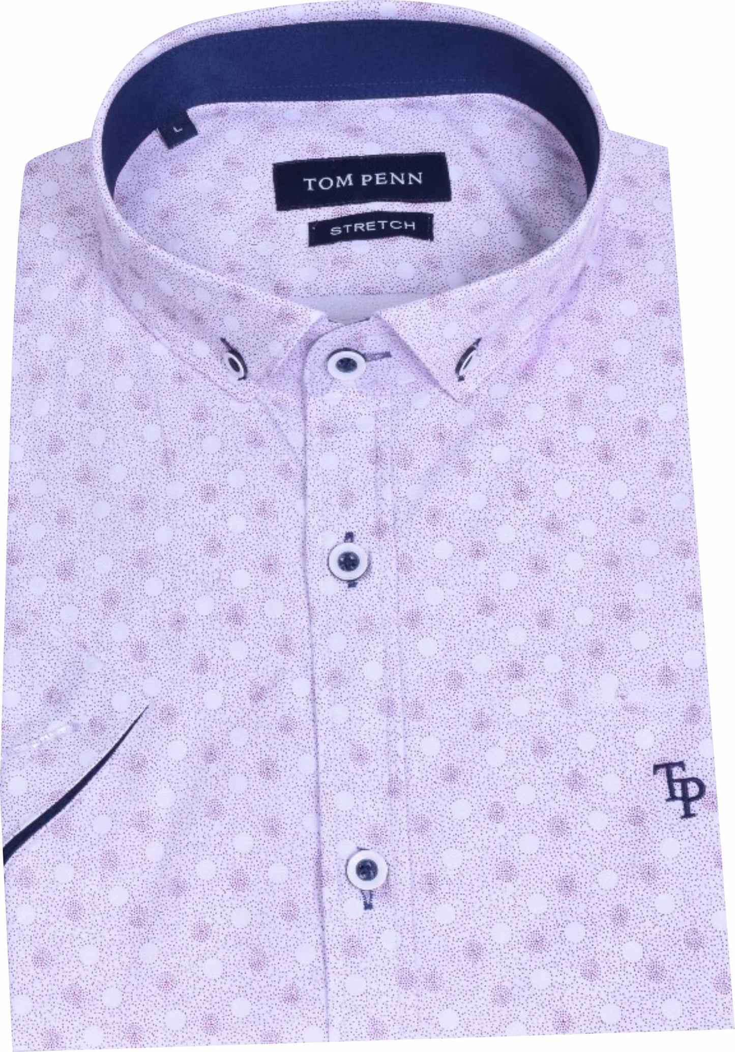 TP926 Burgundy Printed Tom Penn Short Sleeve Shirt.