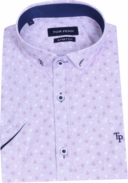 TP926 Burgundy Printed Tom Penn Short Sleeve Shirt.