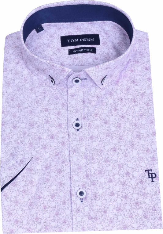 TP926 Burgundy Printed Tom Penn Short Sleeve Shirt.