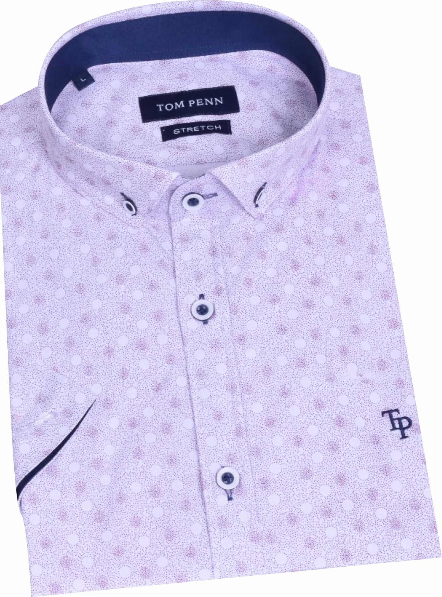 TP926 Burgundy Printed Tom Penn Short Sleeve Shirt.