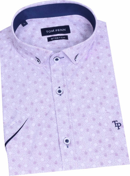 TP926 Burgundy Printed Tom Penn Short Sleeve Shirt.