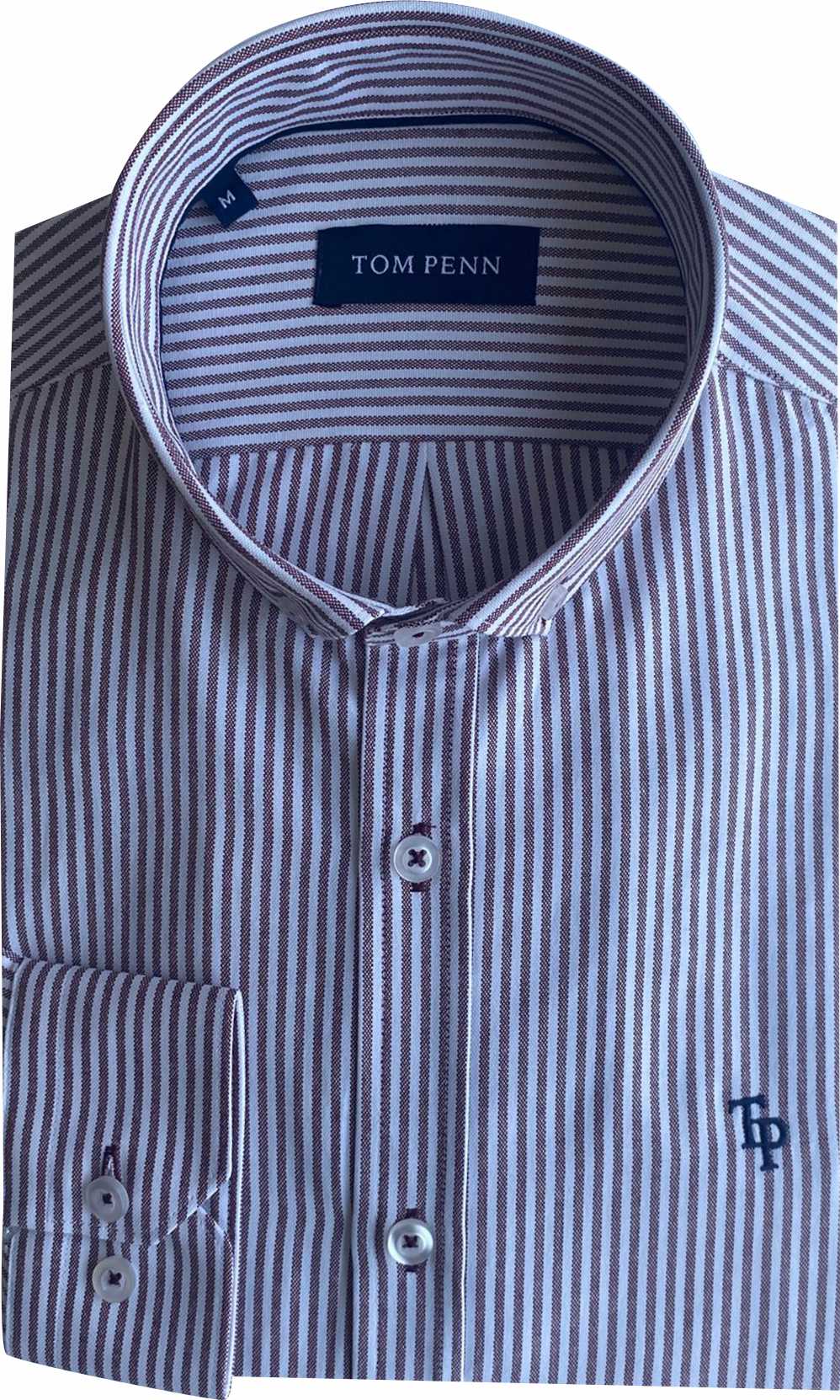 TP936 Burgundy Tom Penn Striped Shirt.