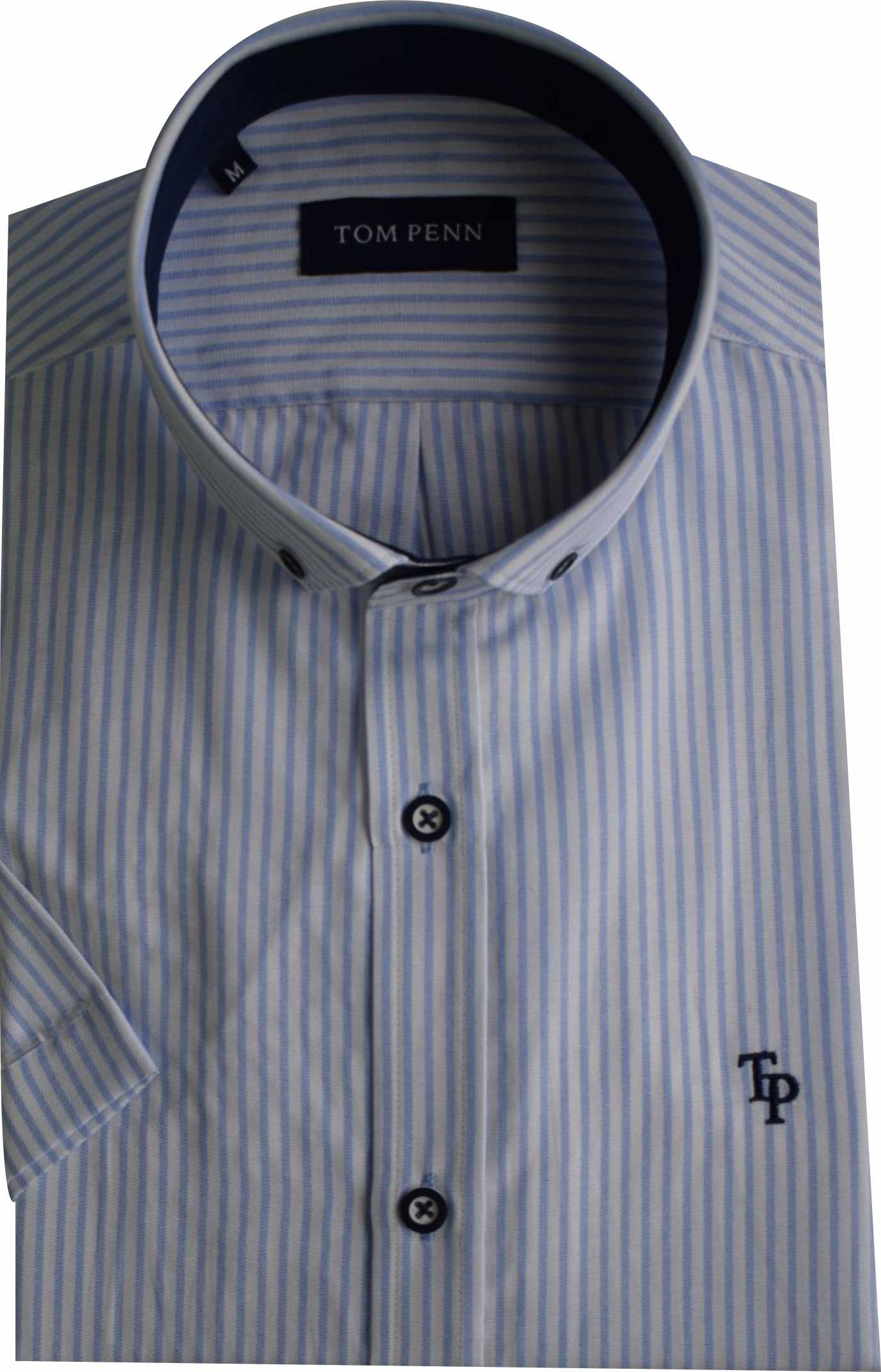 TP937 Sky Blue Tom Penn Short Sleeve Oxford Shirt