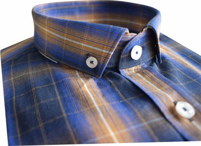 TP938 New Tom Penn Navy / Tan Check Shirt.