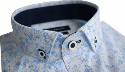 TP942 Blue Printed Short Sleeve Shirt