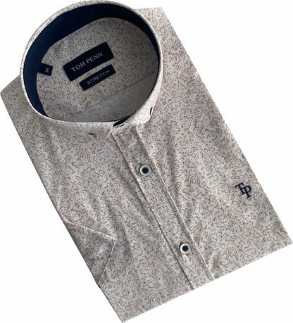 TP944 Tan Printed Short Sleeve Shirt