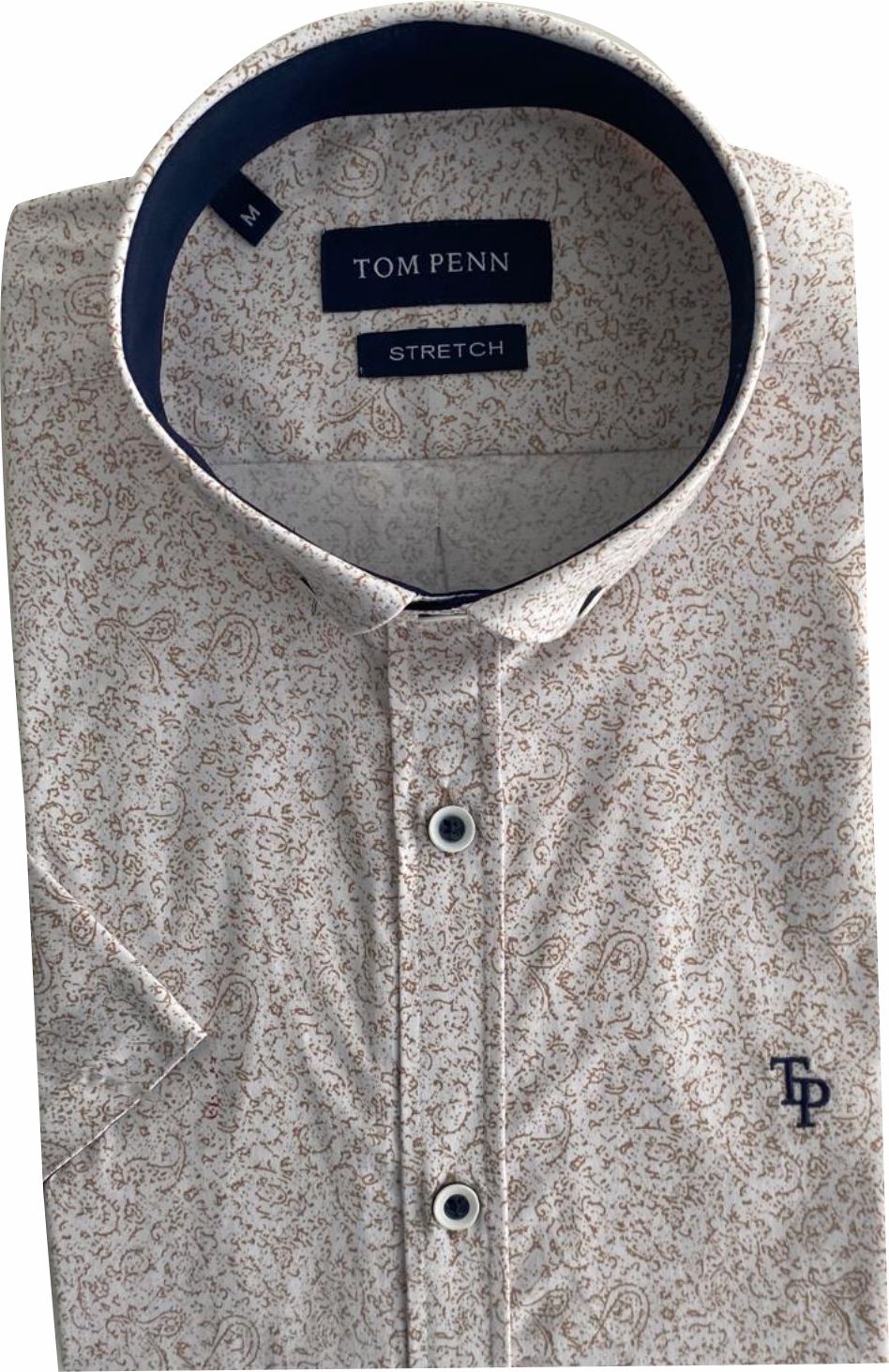 TP944 Tan Printed Short Sleeve Shirt