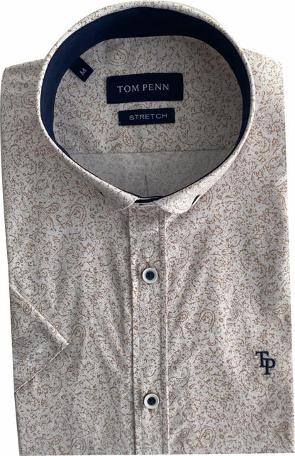 TP944 Tan Printed Short Sleeve Shirt