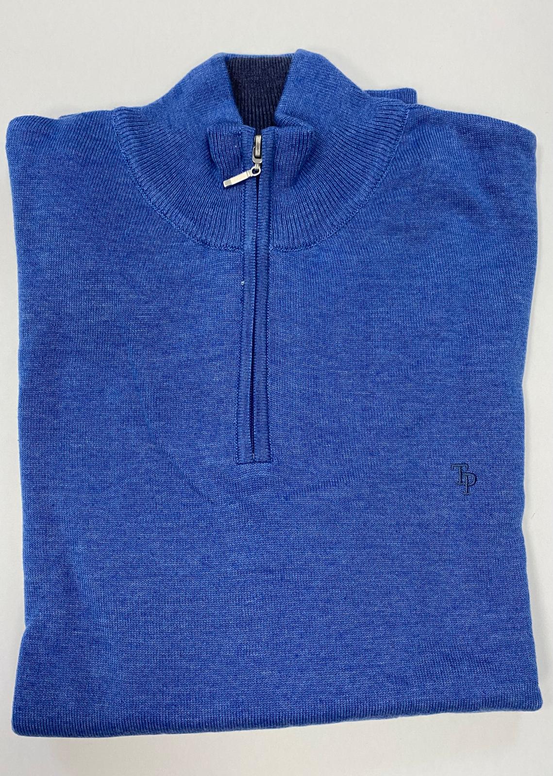 TP053K Blue 1/4 Zip Knit