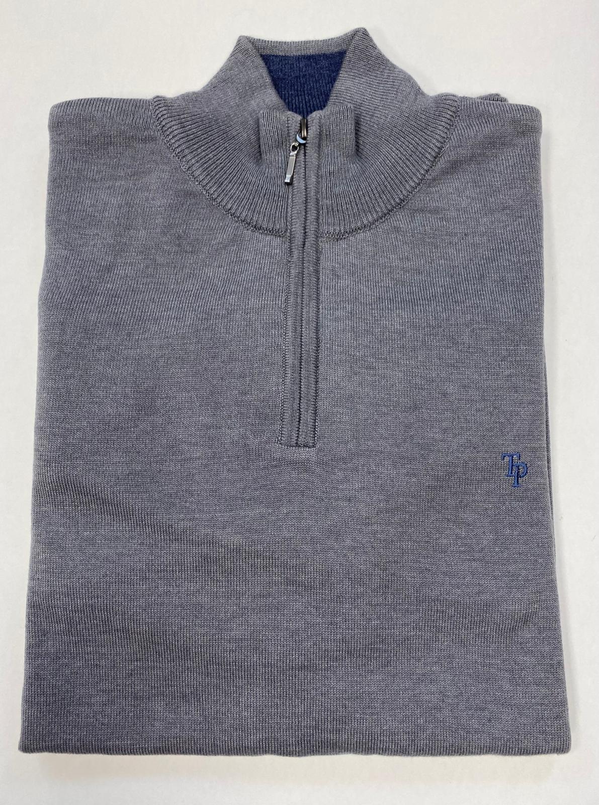 TP053K Grey 1/4 Zip Knit