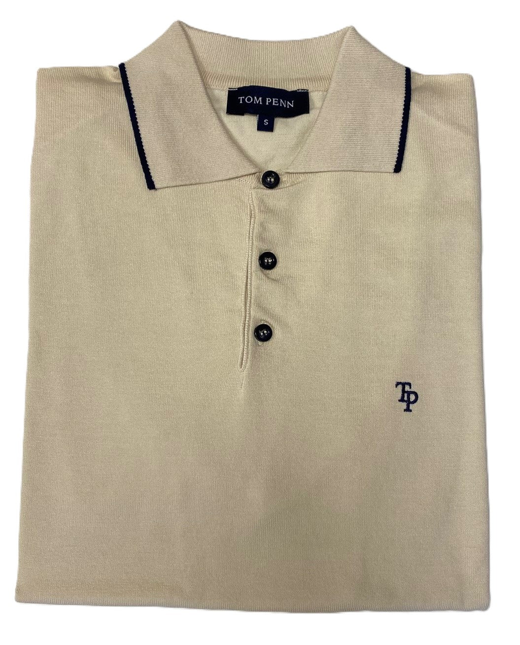 TP062K Tom Penn Cream Knitted Polo
