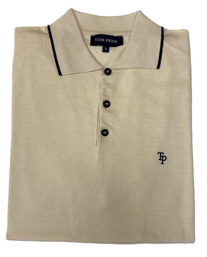 TP062K Tom Penn Cream Knitted Polo