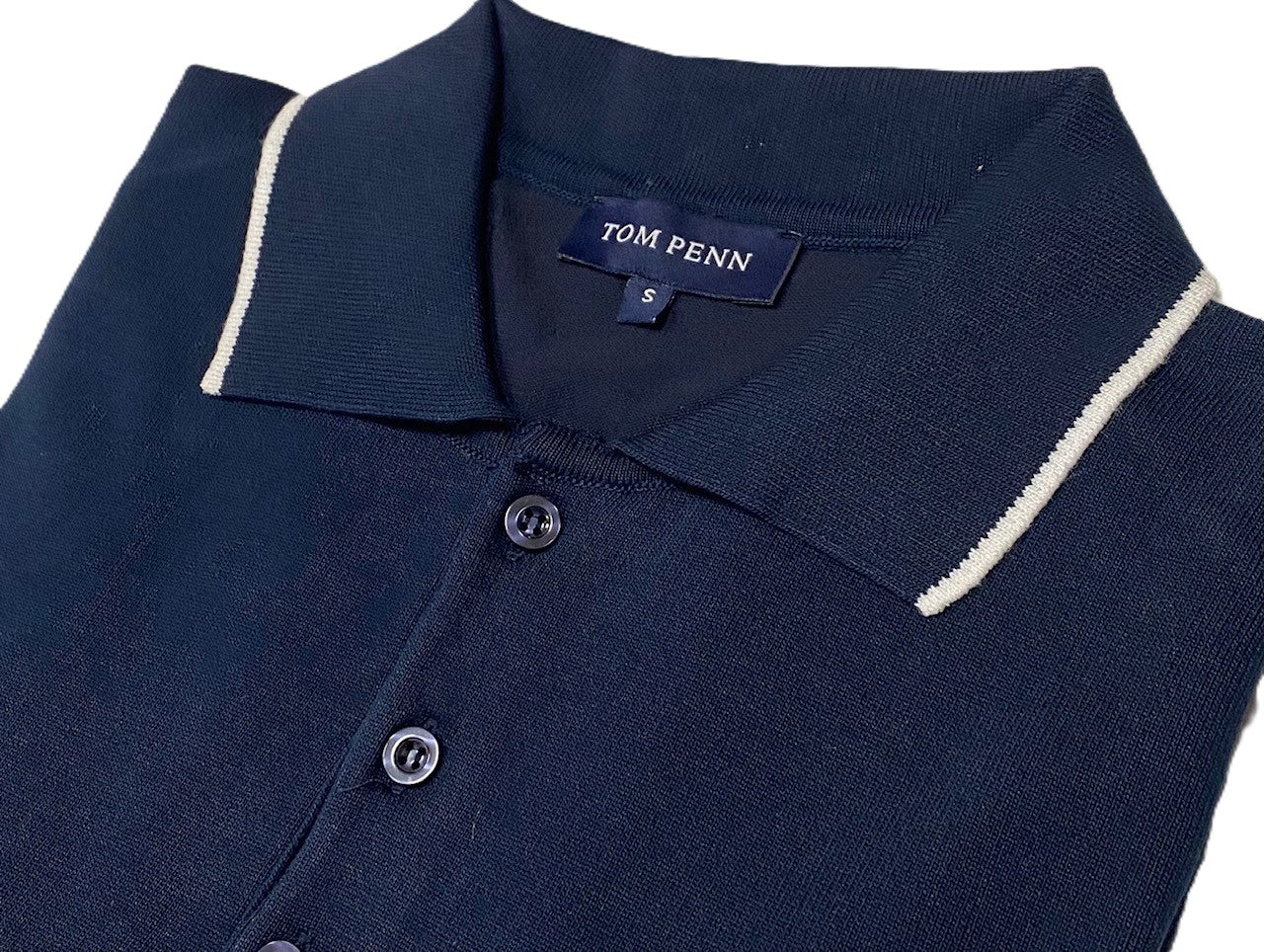 TP062K Tom Penn Navy Knitted Polo