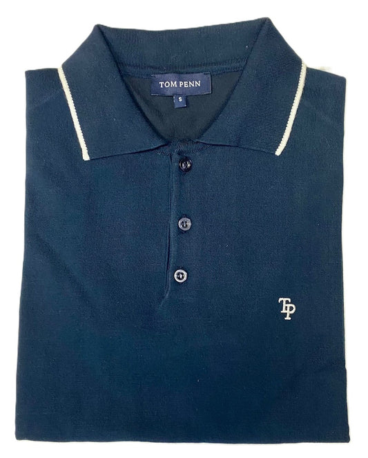 TP062K Tom Penn Navy Knitted Polo