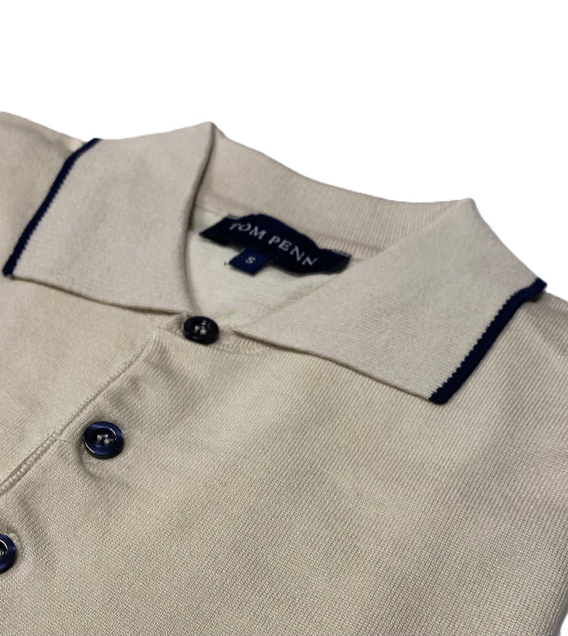 TP062K Tom Penn Cream Knitted Polo