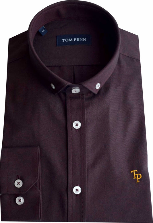 TP330 Burgundy Oxford Long Sleeve Shirt