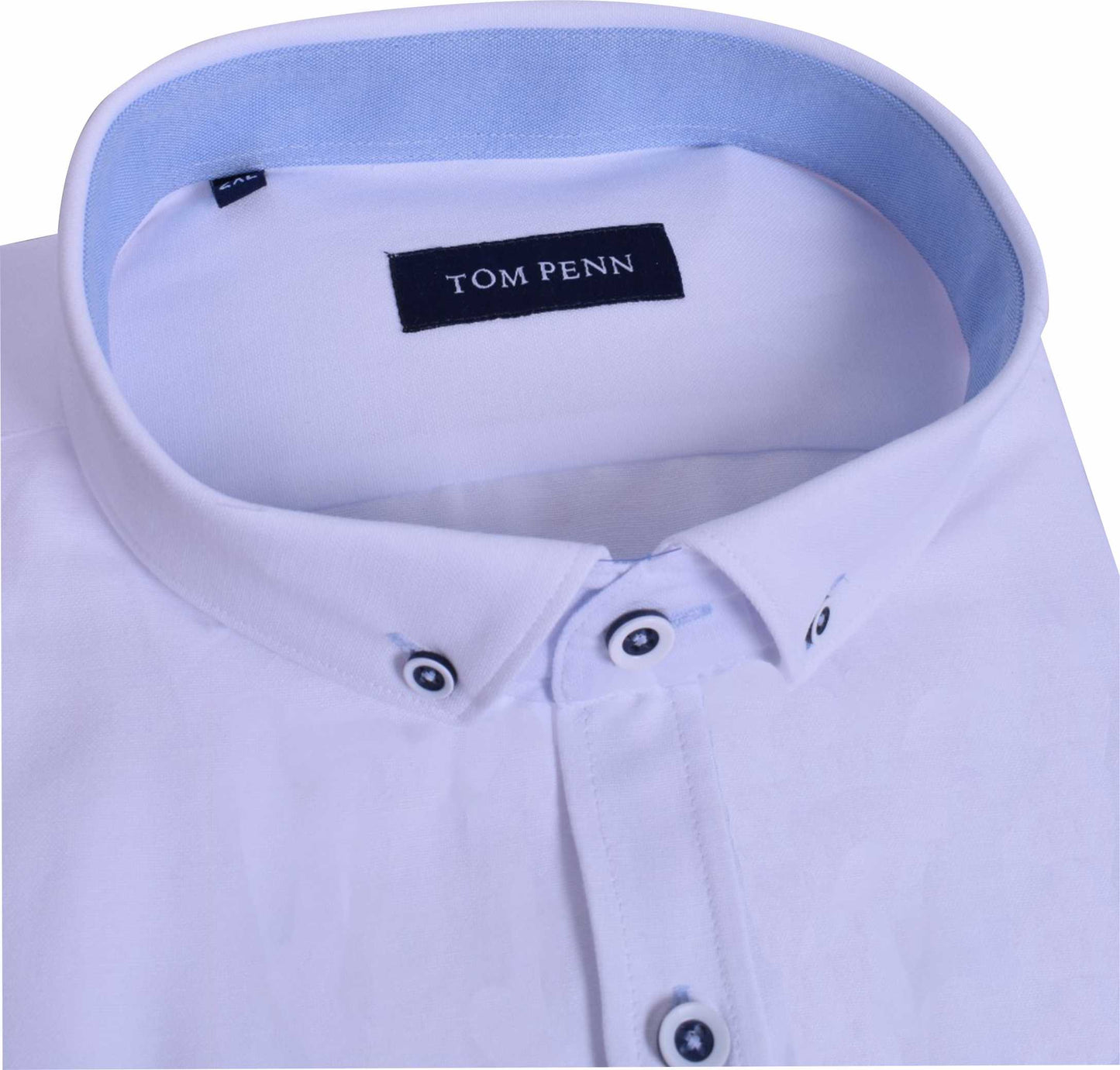 TP828 White Tom Penn Short Sleeve Oxford Shirt