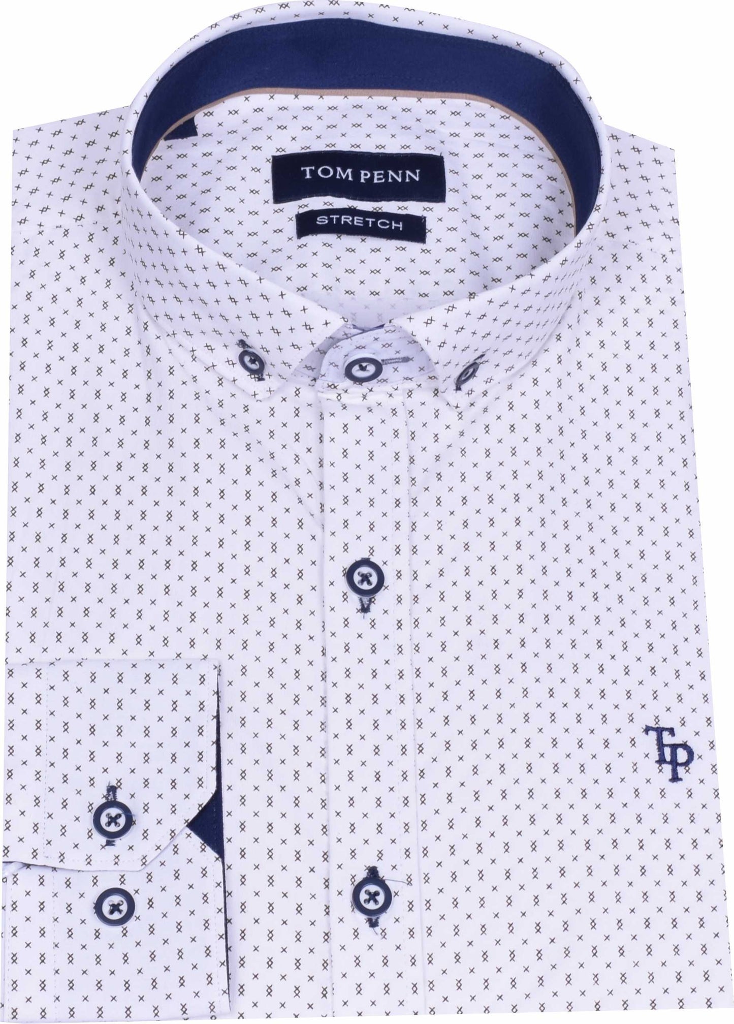 TP906 Tom Penn White Print Shirt
