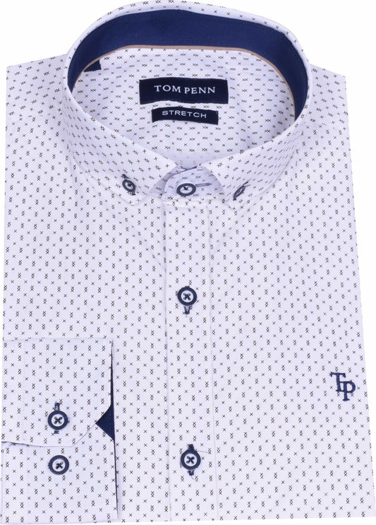 TP906 Tom Penn White Print Shirt