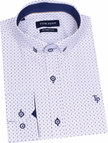 TP906 Tom Penn White Print Shirt